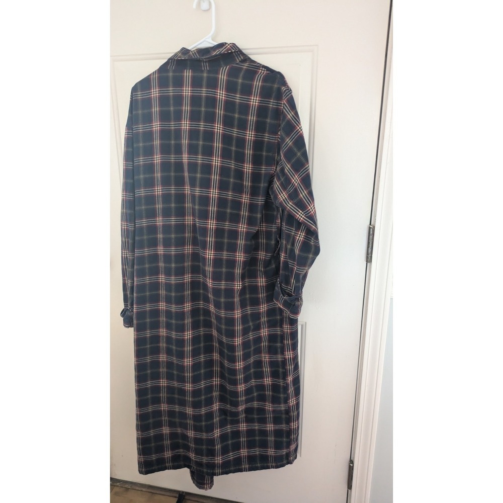 Vintage Brooks Brothers Plaid Cotton Long Robe, Pockets & Interior Tie, No Belt - Picture 4 of 12